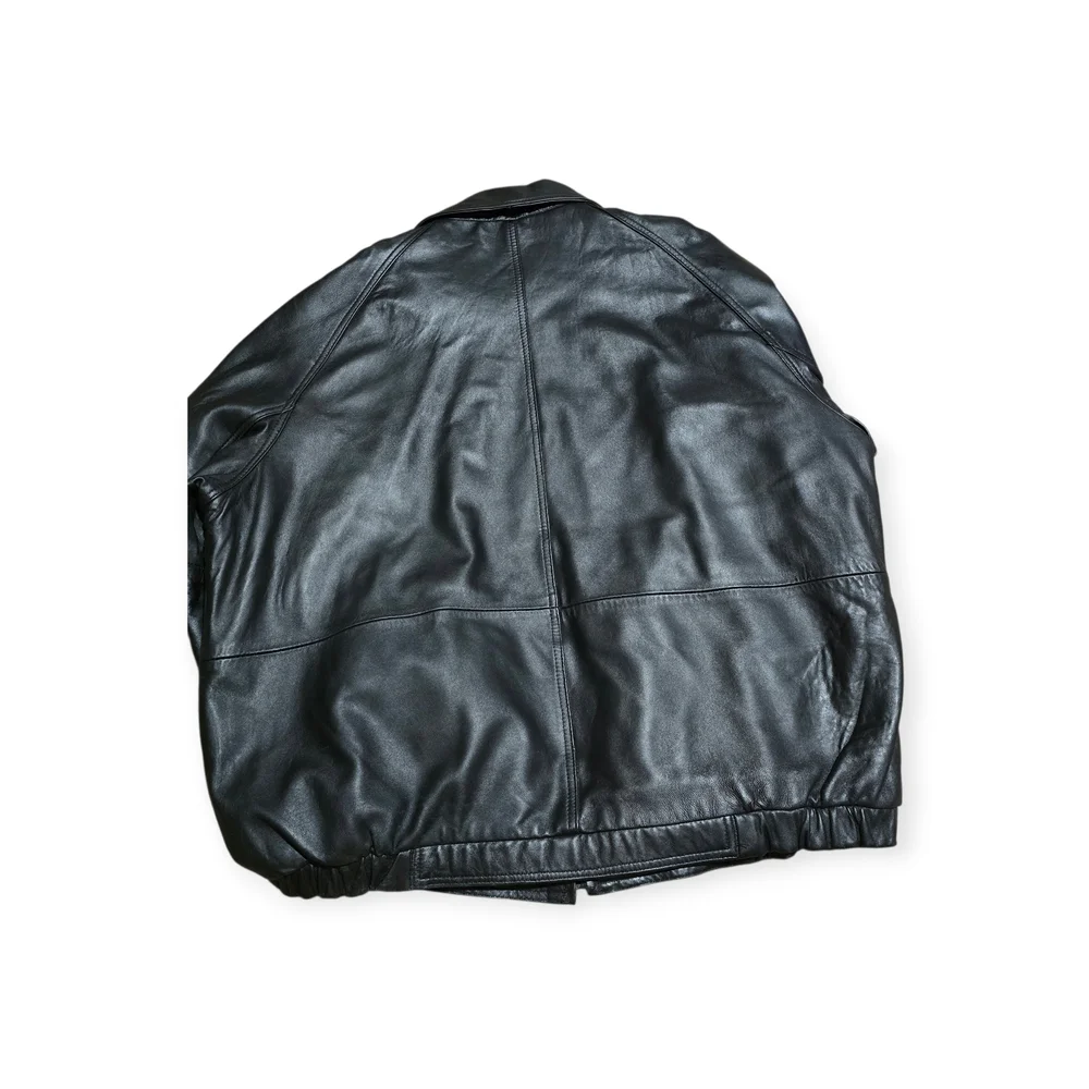 Bill Blass Black Lambskin Leather Bomber Jacket